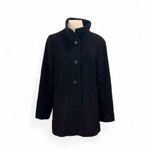 Ralph Lauren Black Wool Blend Old Money Preppy Academia Classic Pea Coat Large